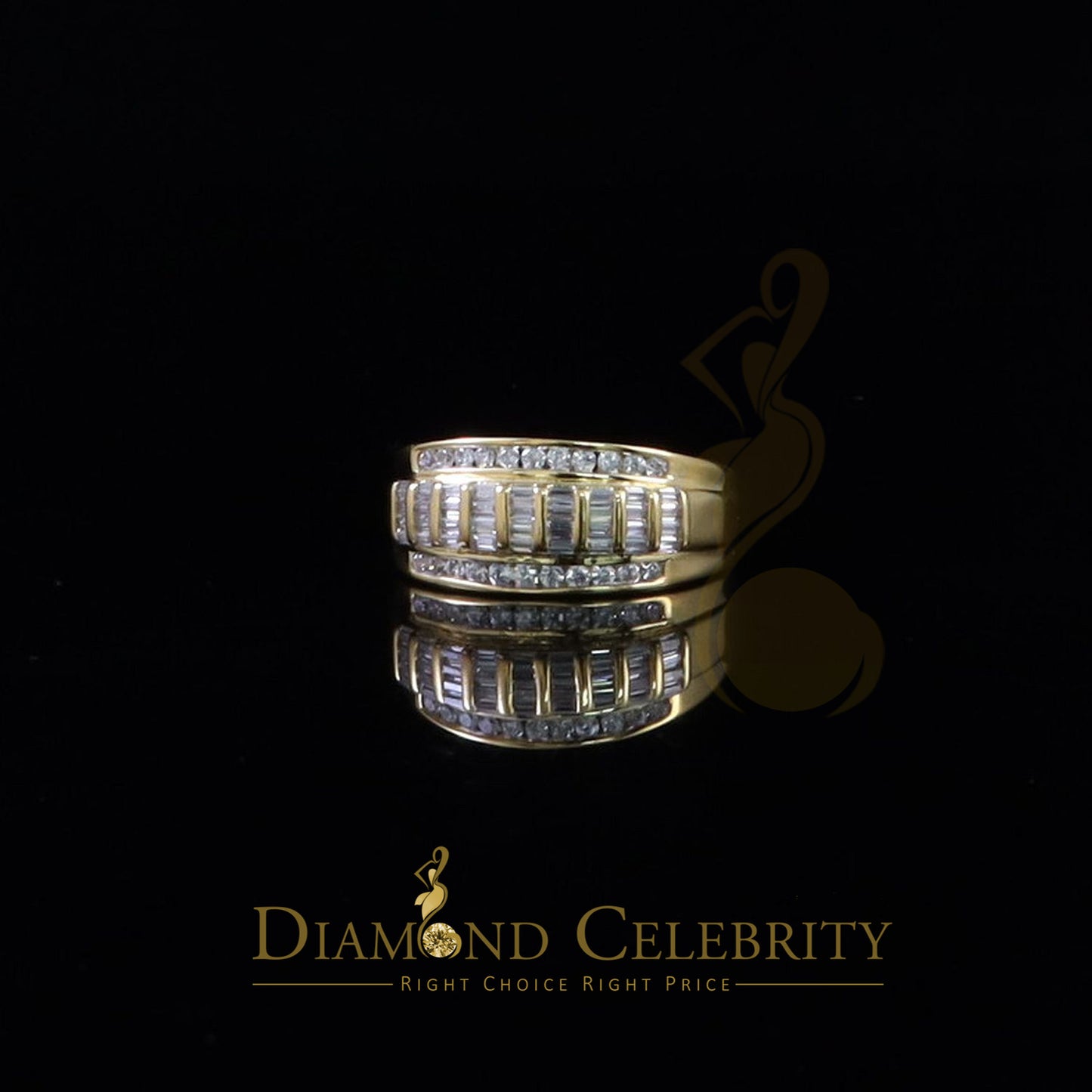 DiamondCelebritees 925 Sterling Silver Yellow 1.75ct Cubic Zirconia Women's/Men's Ring Size 10