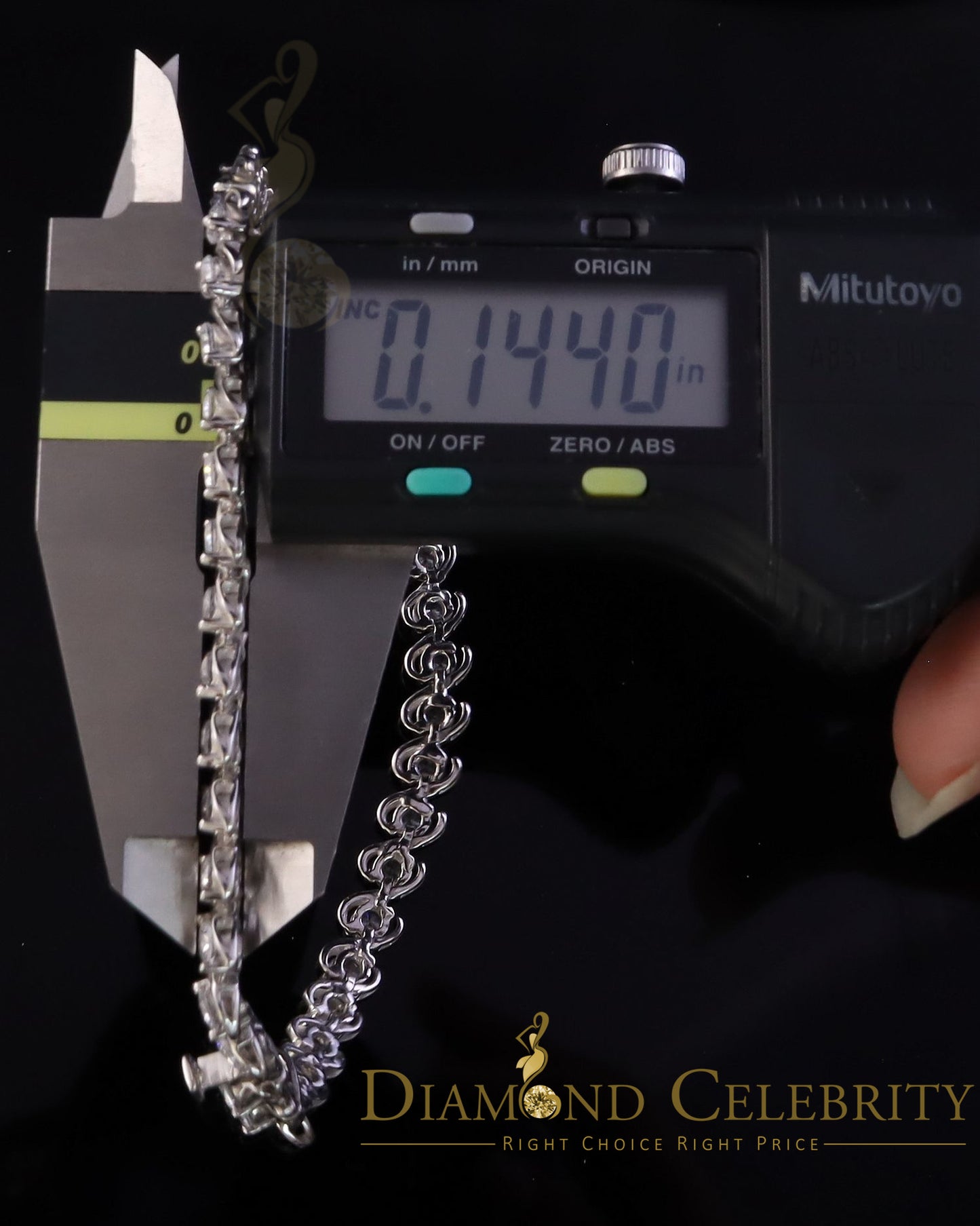 Diamondcelebritees 925 White Sterling Silver 8MM 0.80CT Cubic Zirconia Tennis Bracelet 9 Inch long