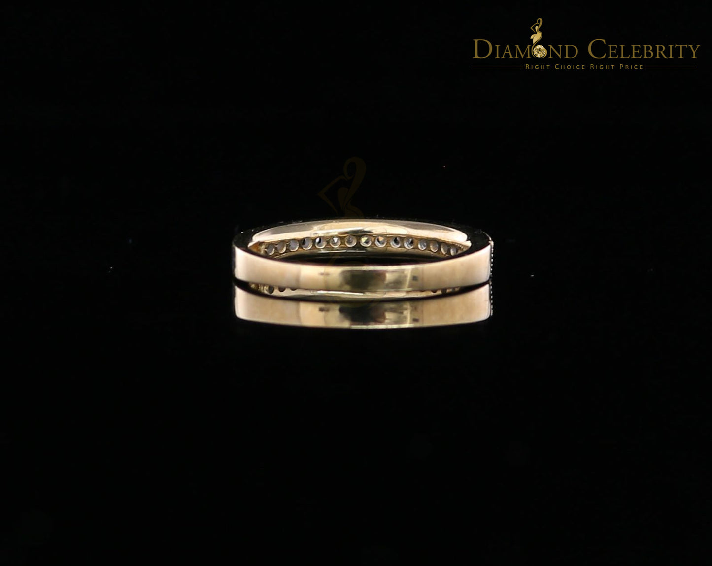 DiamondCelebritees 14KT Real Yellow Gold with 0.20CT Real Diamond Round Shape Womens Ring Size 7