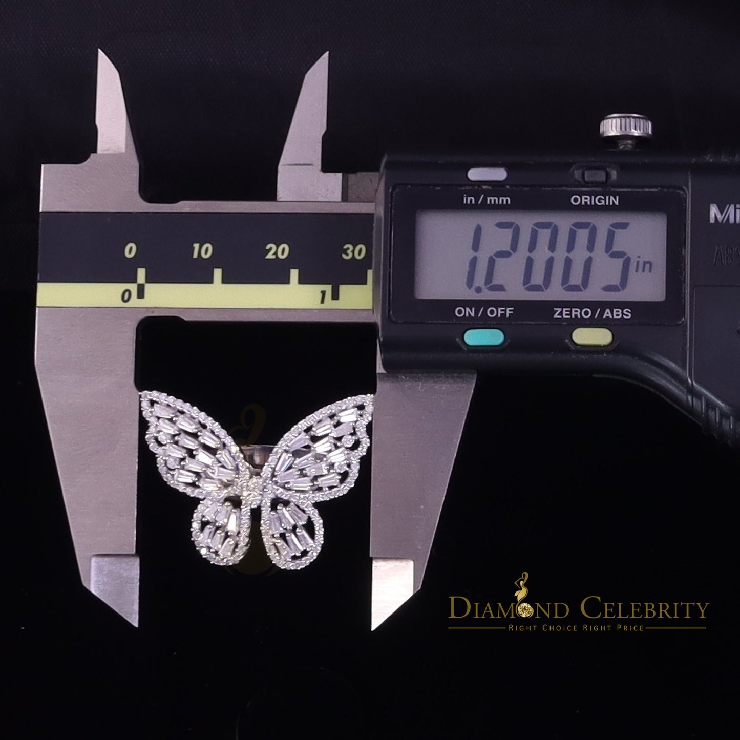 DiamondCelebritees Men's/Womens 925 Silver White 1.75ct VVS 'D' Moissanite Butterfly Rings Size 7