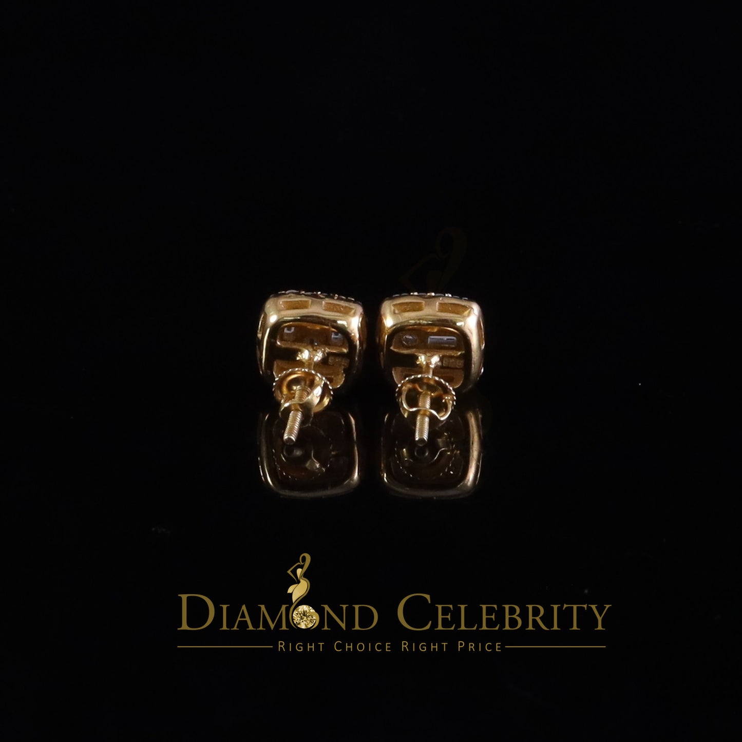 DiamondCelebritees 925 Stud Earrings Yellow Silver 0.75ct VVS 'D' Baguette Moissanite Men's/Women's