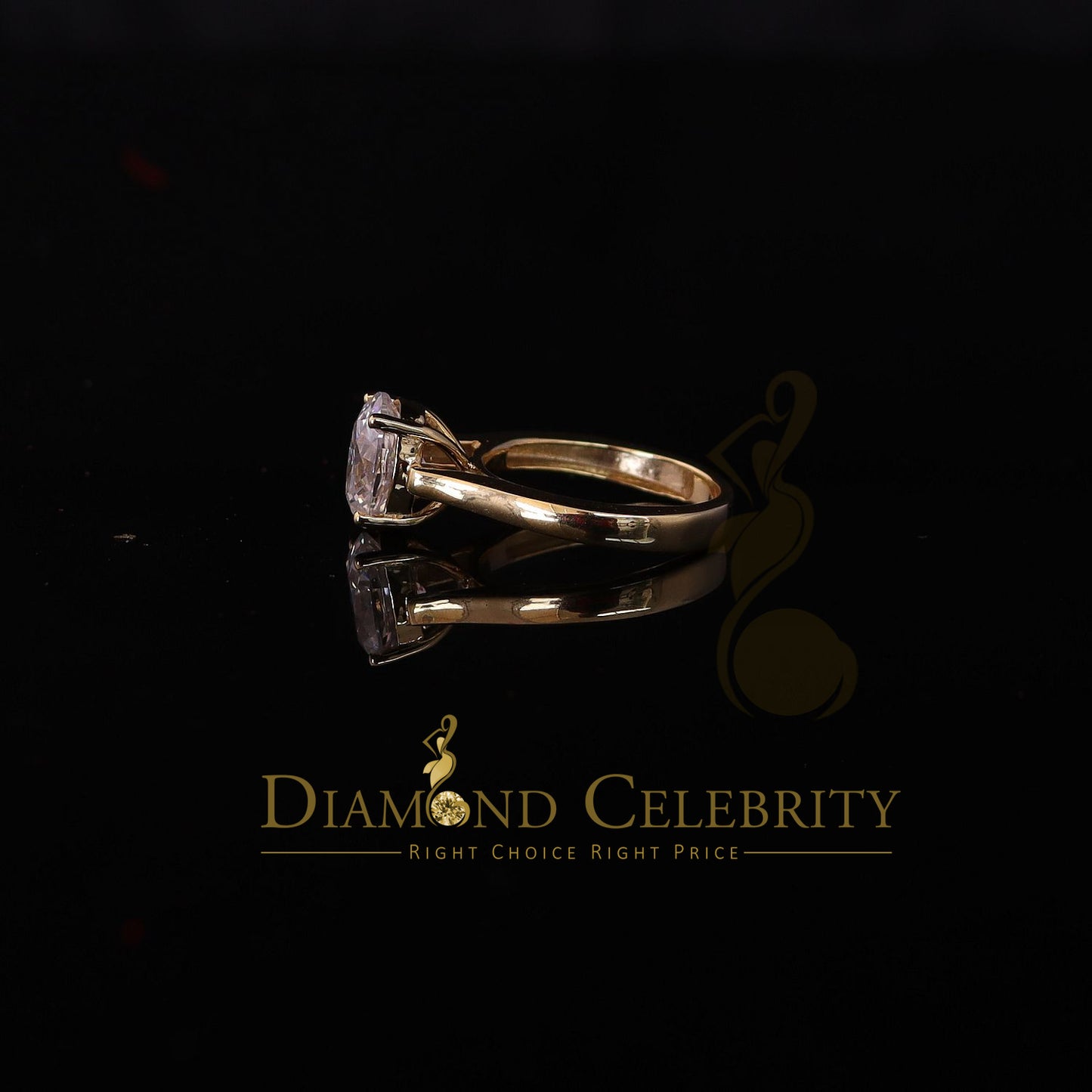 King Of Blings 10K Yellow Gold 2.00CT VVS' 'FL' D clr Oval Cut Solitaire Moissonite Ring S/7