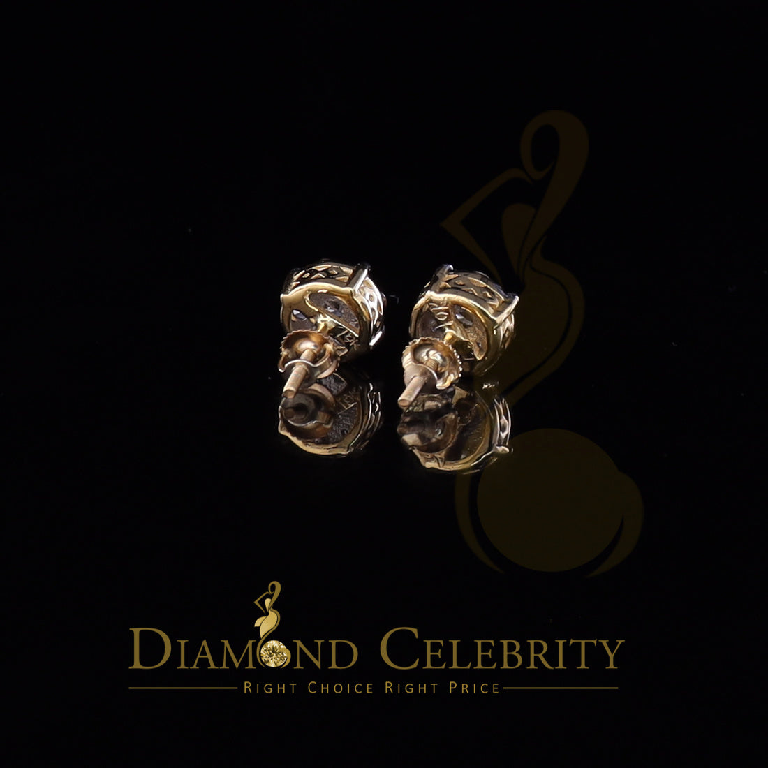 DiamondCelebritees10K Real Yellow Gold with Real 0.85CT Diamond Men's/Women's Stud Round Earring