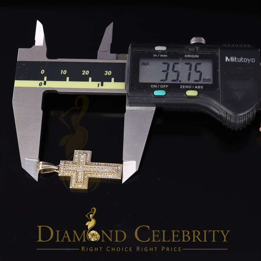 DiamondCelebritees Promise Yellow 925 Sterling Silver CROSS Pendant with 1.39ct Cubic Zirconia