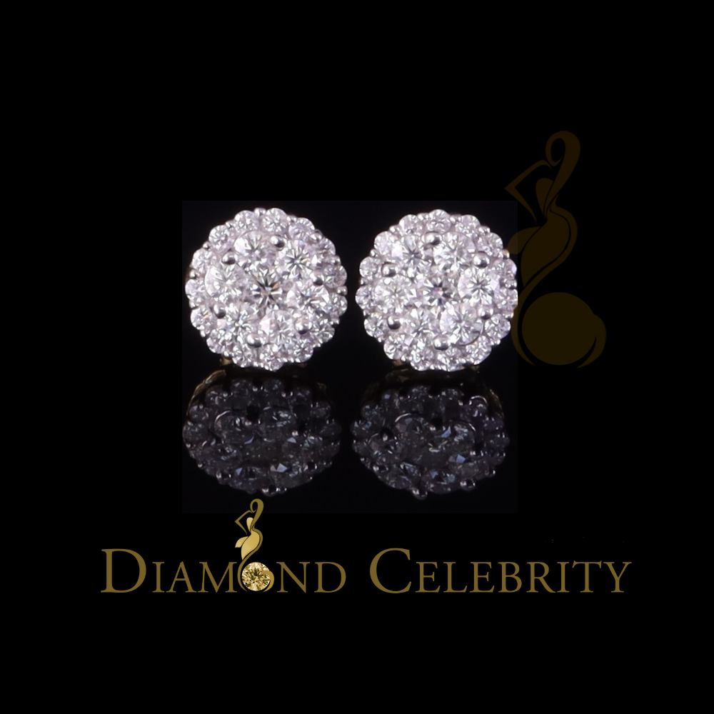 DiamondCelebritees Men's/Womens 925 Silver Yellow 2.00ct VVS 'D' Moissanite Round Stud Earrings