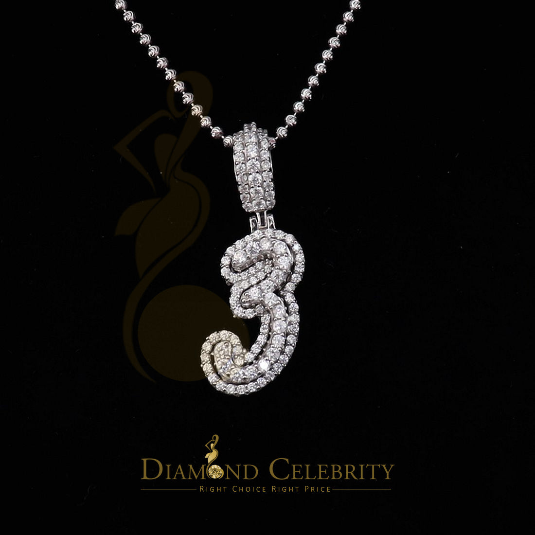 DiamondCelebritees Promise Numeric Number '1' Sterling Silver Pendant White Cubic Zirconia Stone