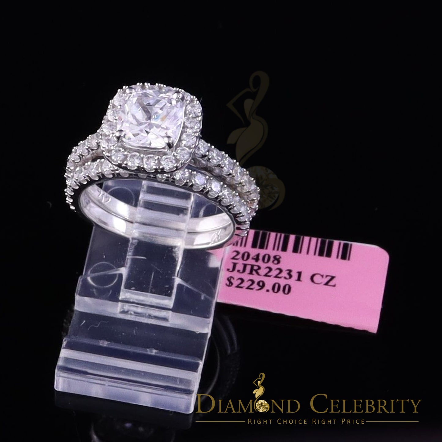 DiamondCelebritees 6.80ct White Cubic Zirconia 925 Sterling Silver Bridal Fashion Womens Ring SZ 7