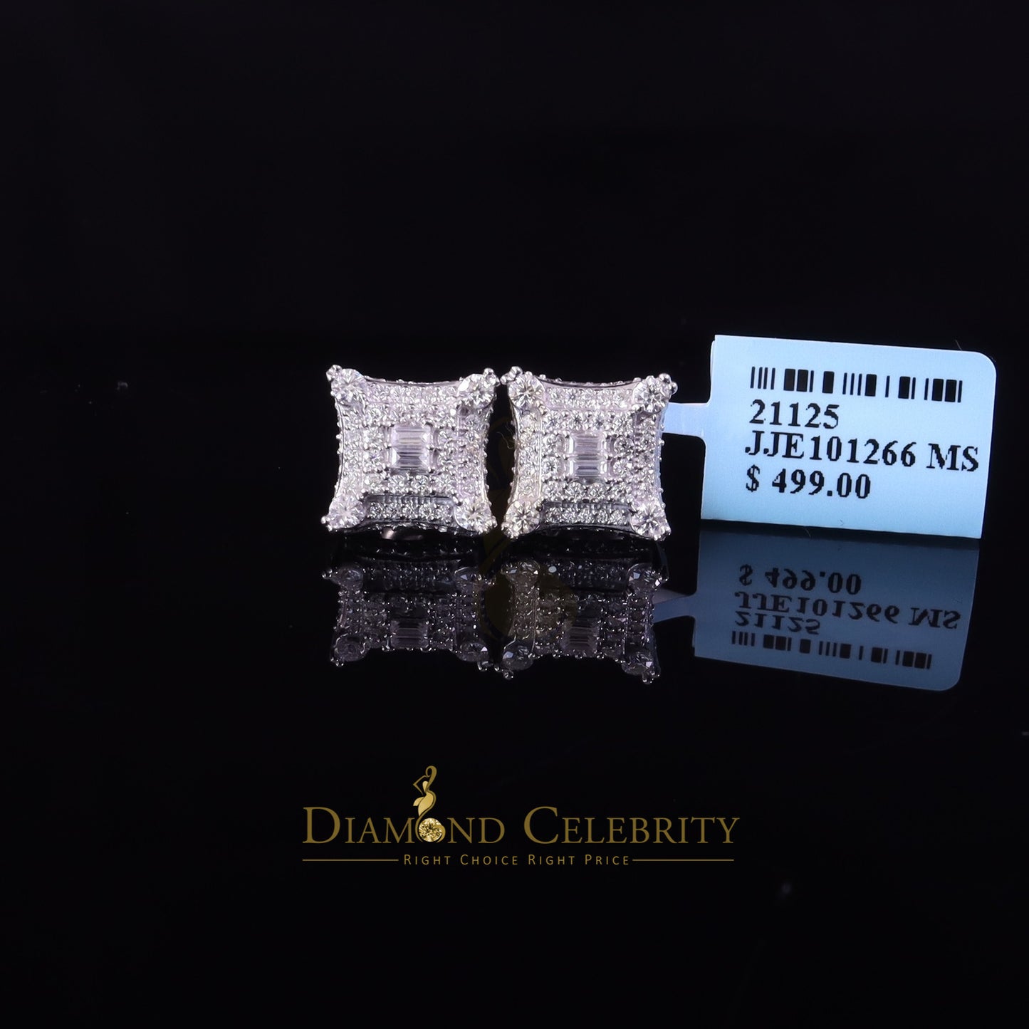 Diamondcelebritees Men's/Womens 925 Silver White 1.25ct VVS 'D' Moissanite Kite Stud Earrings