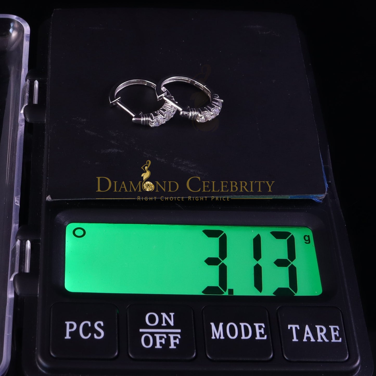 DiamondCelebritees 0.66ct Cubic Zirconia Men'sHip Hop 925 Sterling Silver White Hoop Stud Earrings