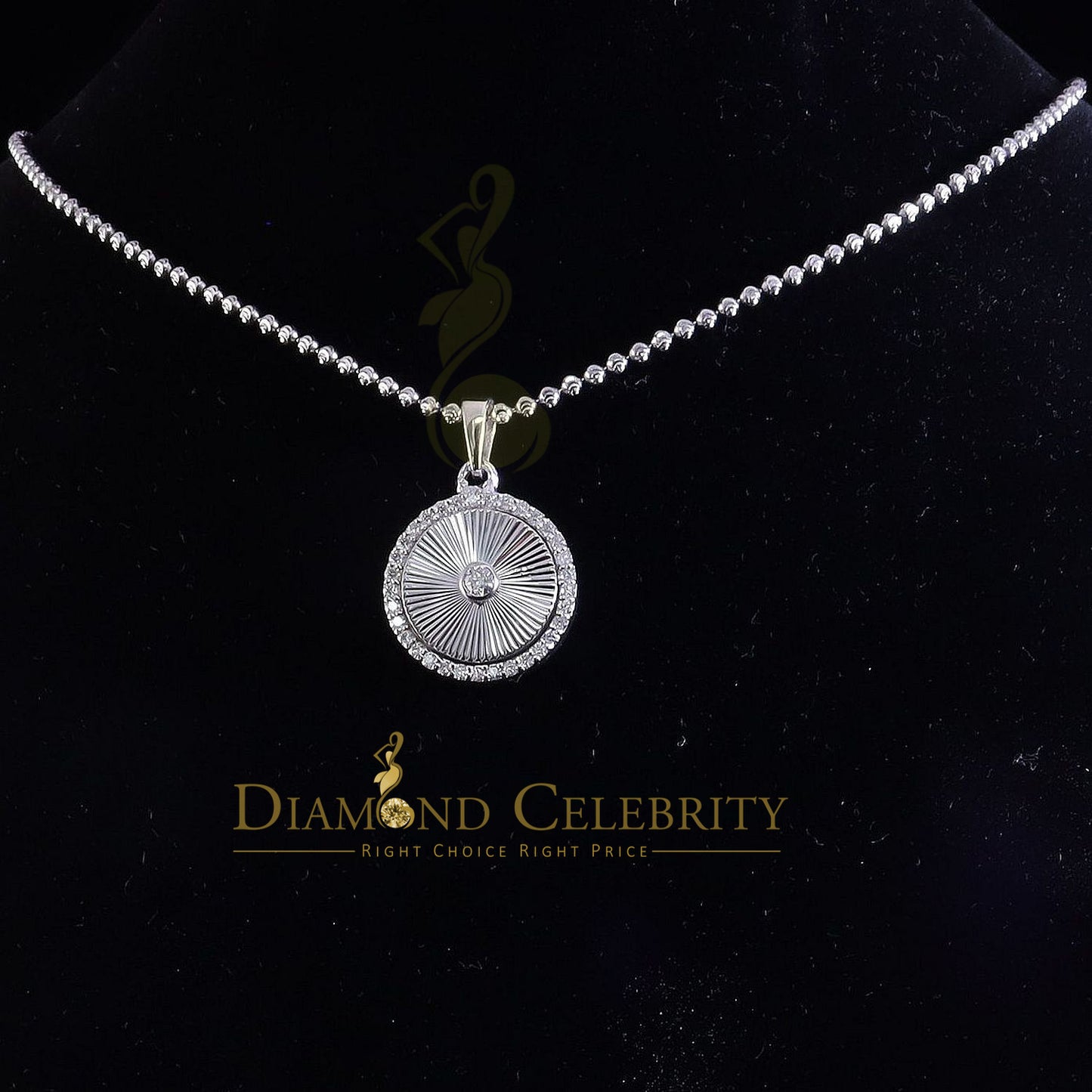 Diamondcelebritees White 925 Silver 1.00ct VVS D Clr Moissanite Round Pendant for Women