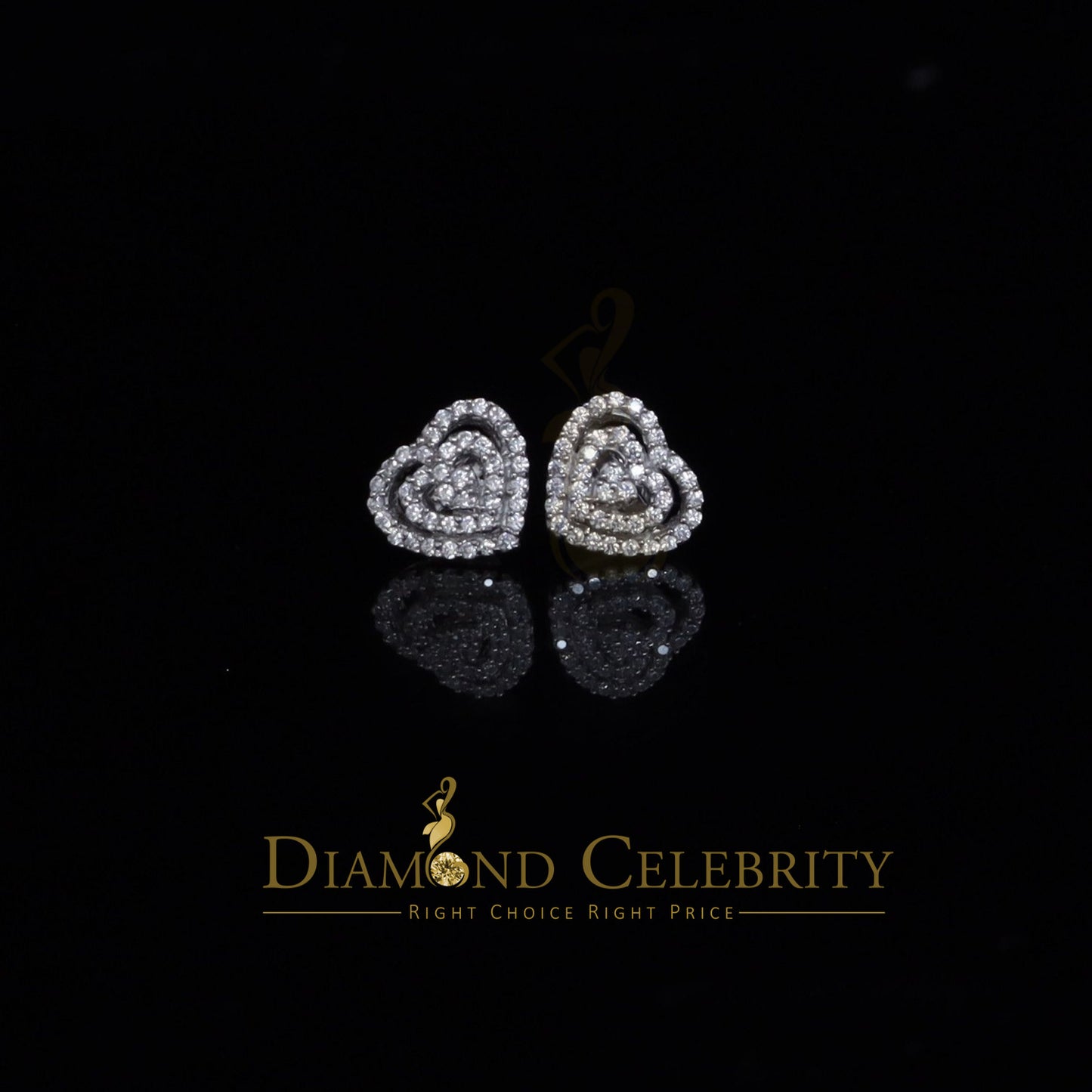 DiamondCelebritees 1.07ct Cubic Zirconia 925 White Sterling Silver Women's Hip Hop Heart Earrings