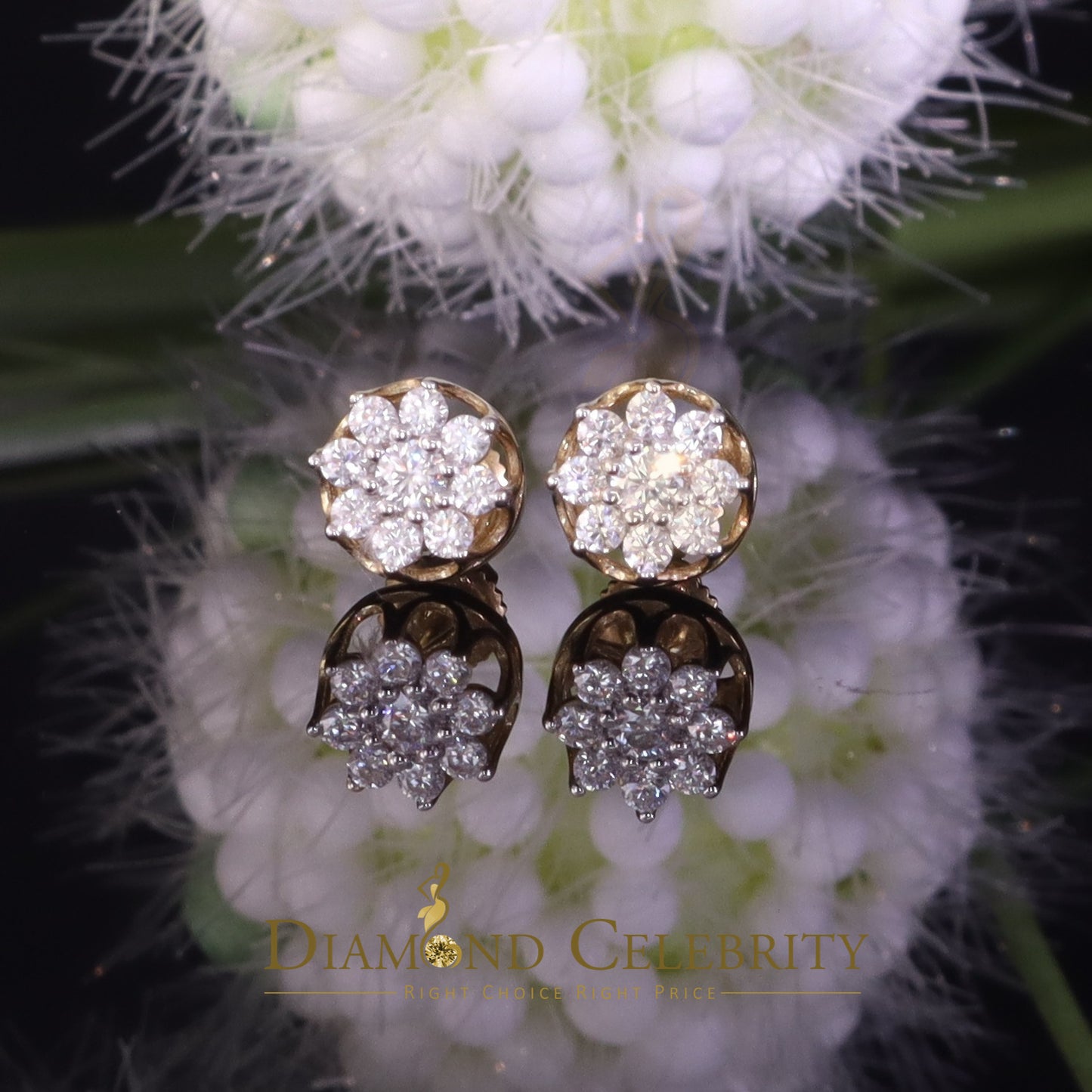 DiamondCelebritees 925 Silver Yellow 0.50ct VVS 'D' Moissanite Round Stud Earrings Men's/Womens