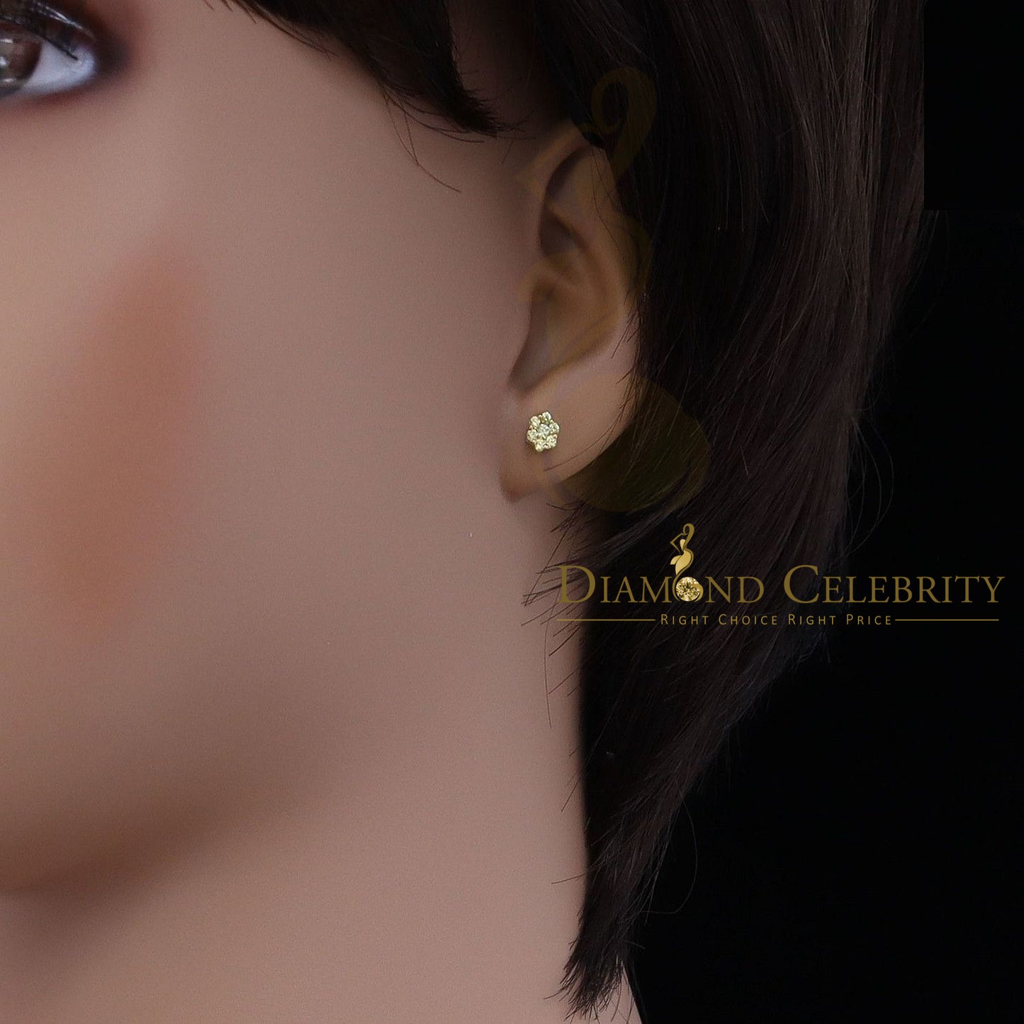 DiamondCelebritees 925 White 0.18ct Silver Cubic Zirconia Women's / Men's Hip Hop Floral Earrings