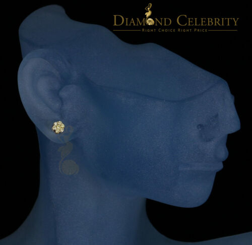 DiamondCelebritees 925 Yellow Silver 0.18ct Cubic Zirconia Women's & Men's Hip Hop Floral Earrings