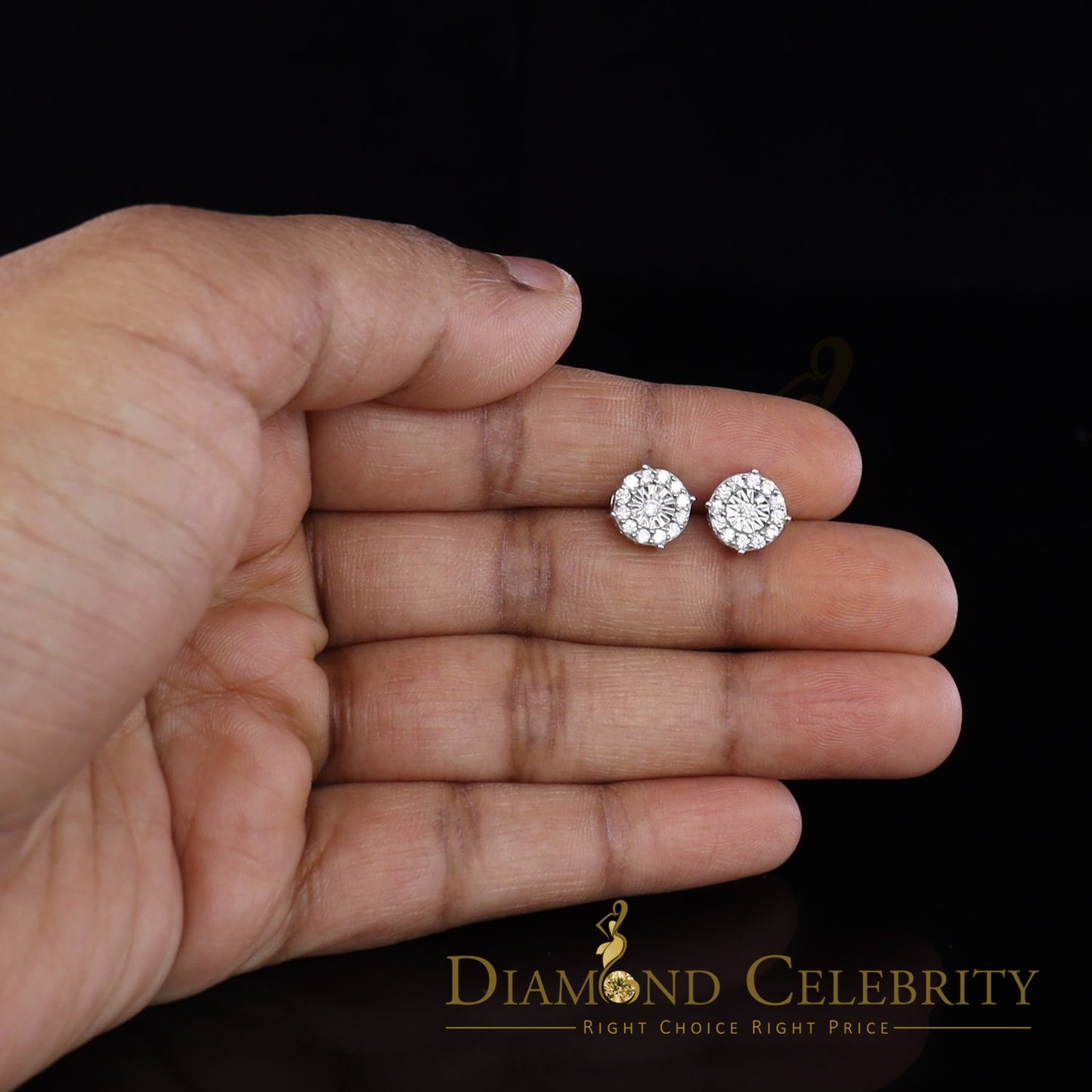 DiamondCelebritees White Silver 1.12ct Cubic Zirconia 925 Women's & Men's Hip Hop Square Earrings