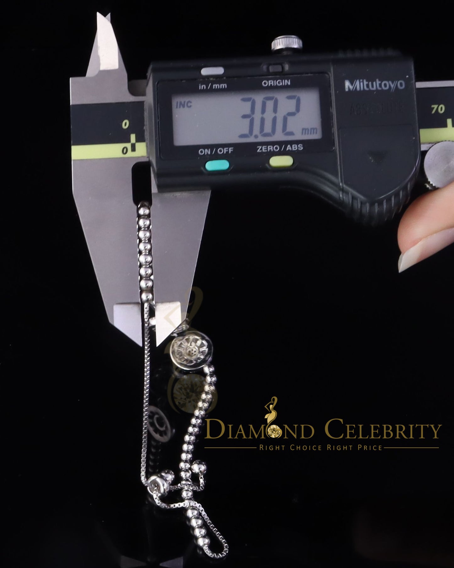 Diamondcelebritees Sterling Silver Fancy Round White Bracelet Cubic Zirconia Adjustable Size 7 Inch