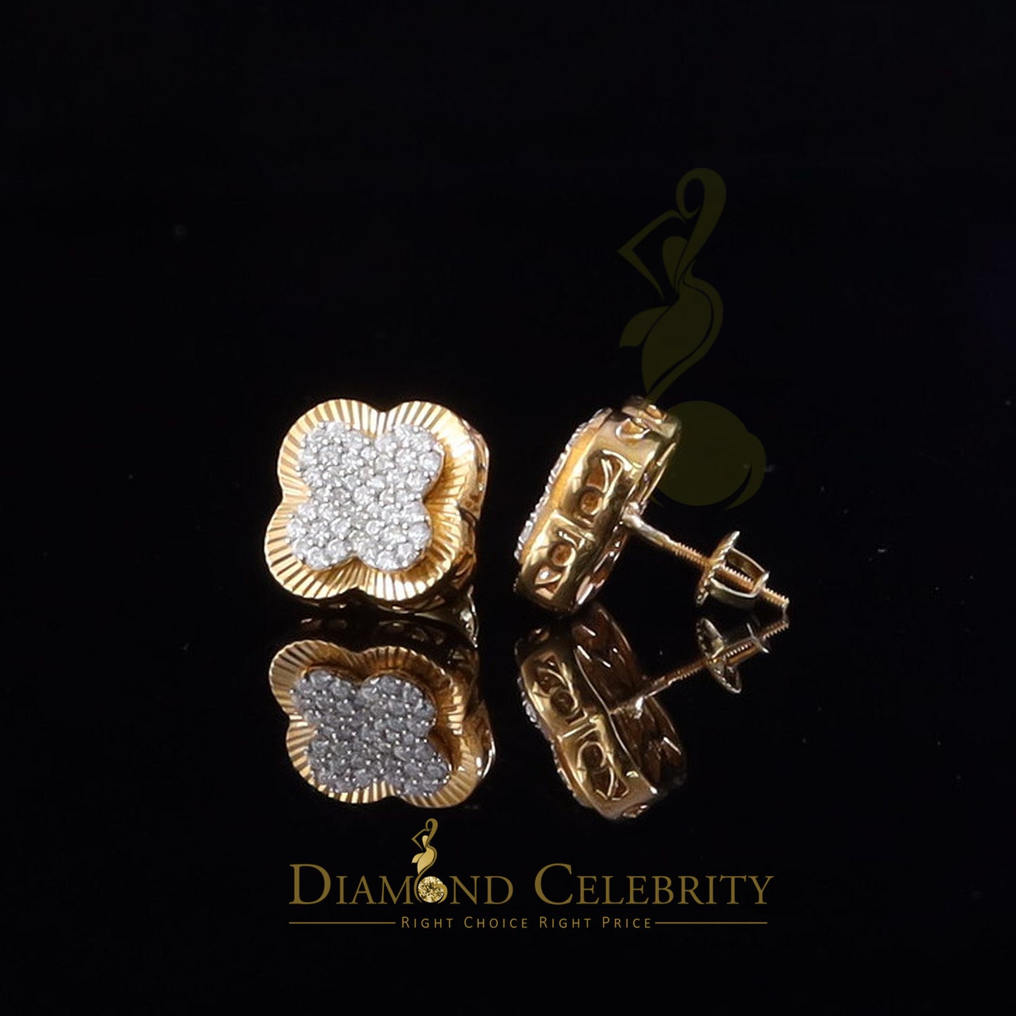 DiamondCelebritees 1.00 ct VVS 'D' Moissanite Mens/Womens 925 Silver Yellow Stud Earrings
