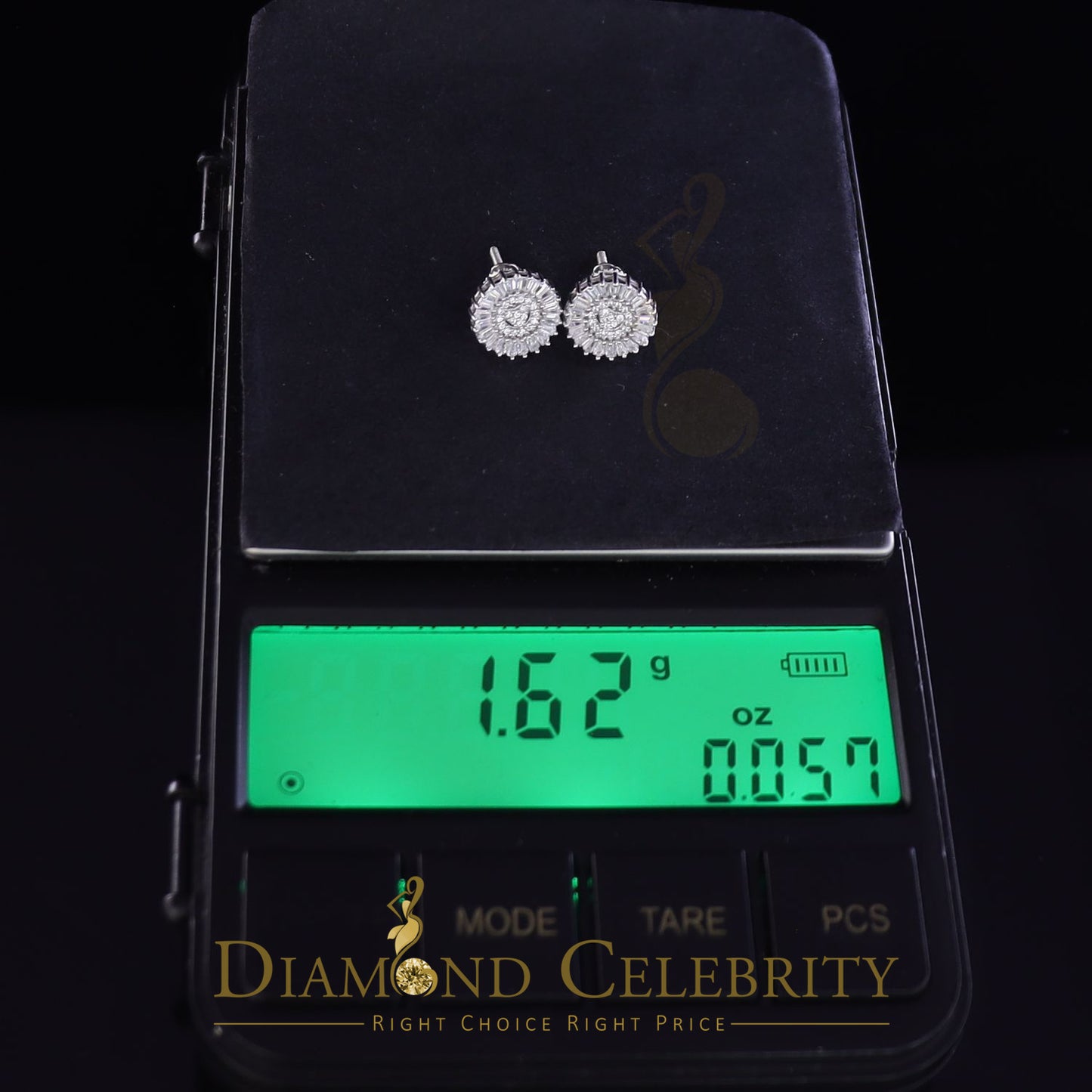 DiamondCelebritees White 925 Sterling Silver 0.24ct Cubic Zirconia For Women & Men Round Earrings