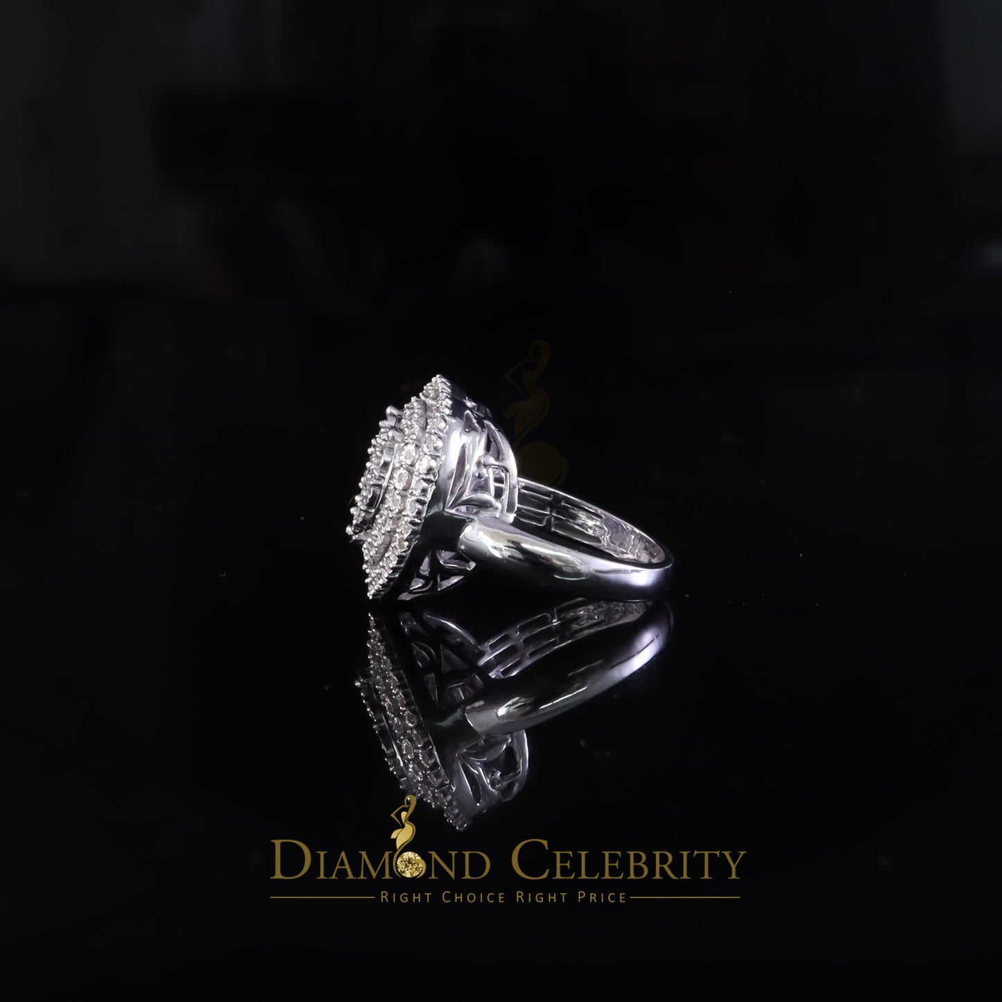 DiamondCelebritees New Big Heart Real Diamond 0.33ct White 925 Sterling Silver Women Charm Ring SZ8