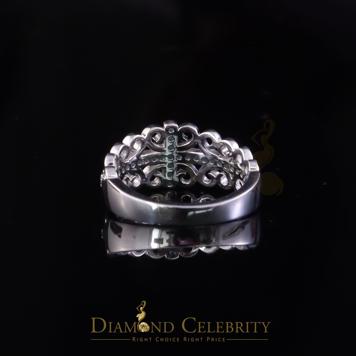DiamondCelebritees 925 Sterling White Silver 0.50ct Cubic Zirconia Cross Shape Womens Ring Size 7