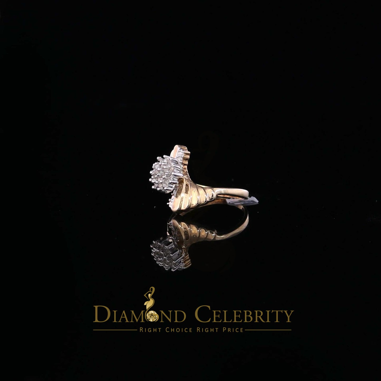 DiamondCelebritees Real 0.25 CT Real Diamond Real 10kt Yellow Gold CLUSTER Shape Womens Ring Size 7