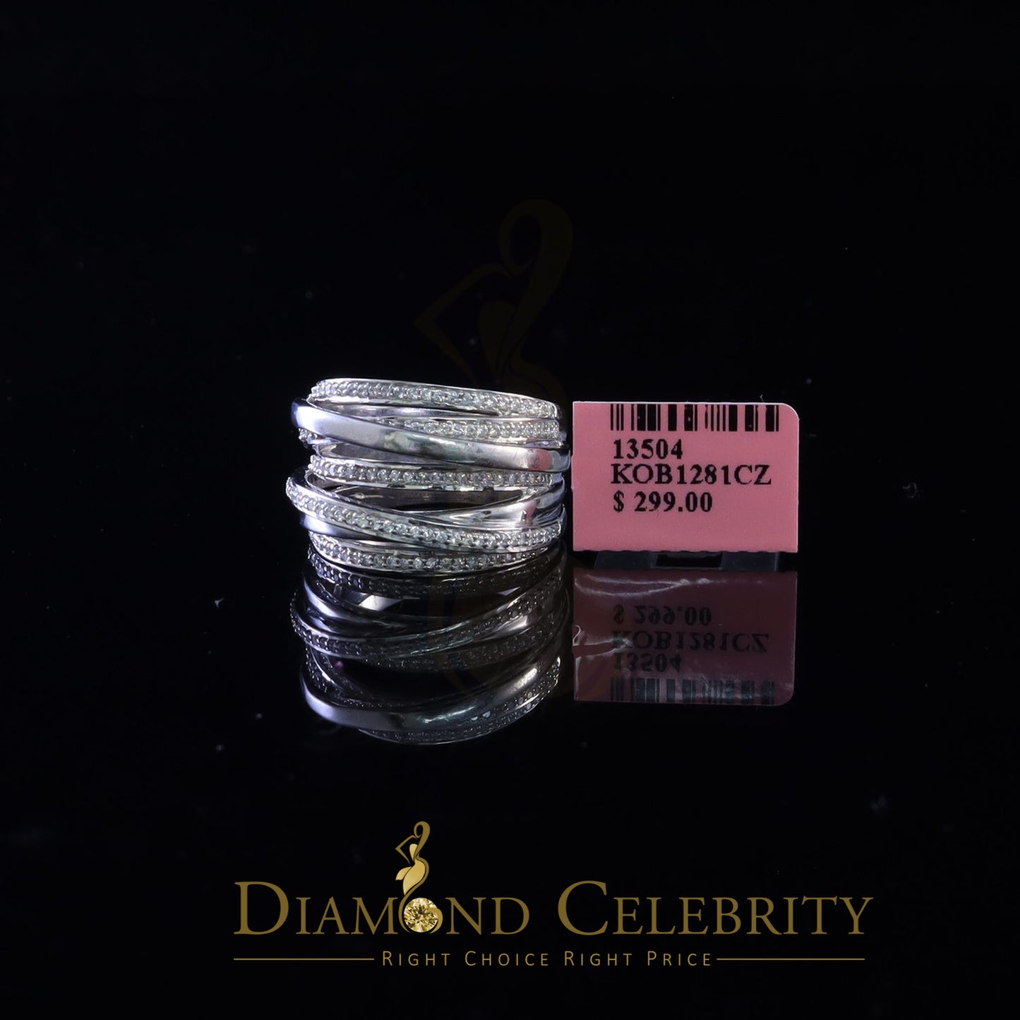 DiamondCelebritees 1.50ct Sterling Silver 925 White Cubic Zirconia Multi Round Ladie's Ring Size 9