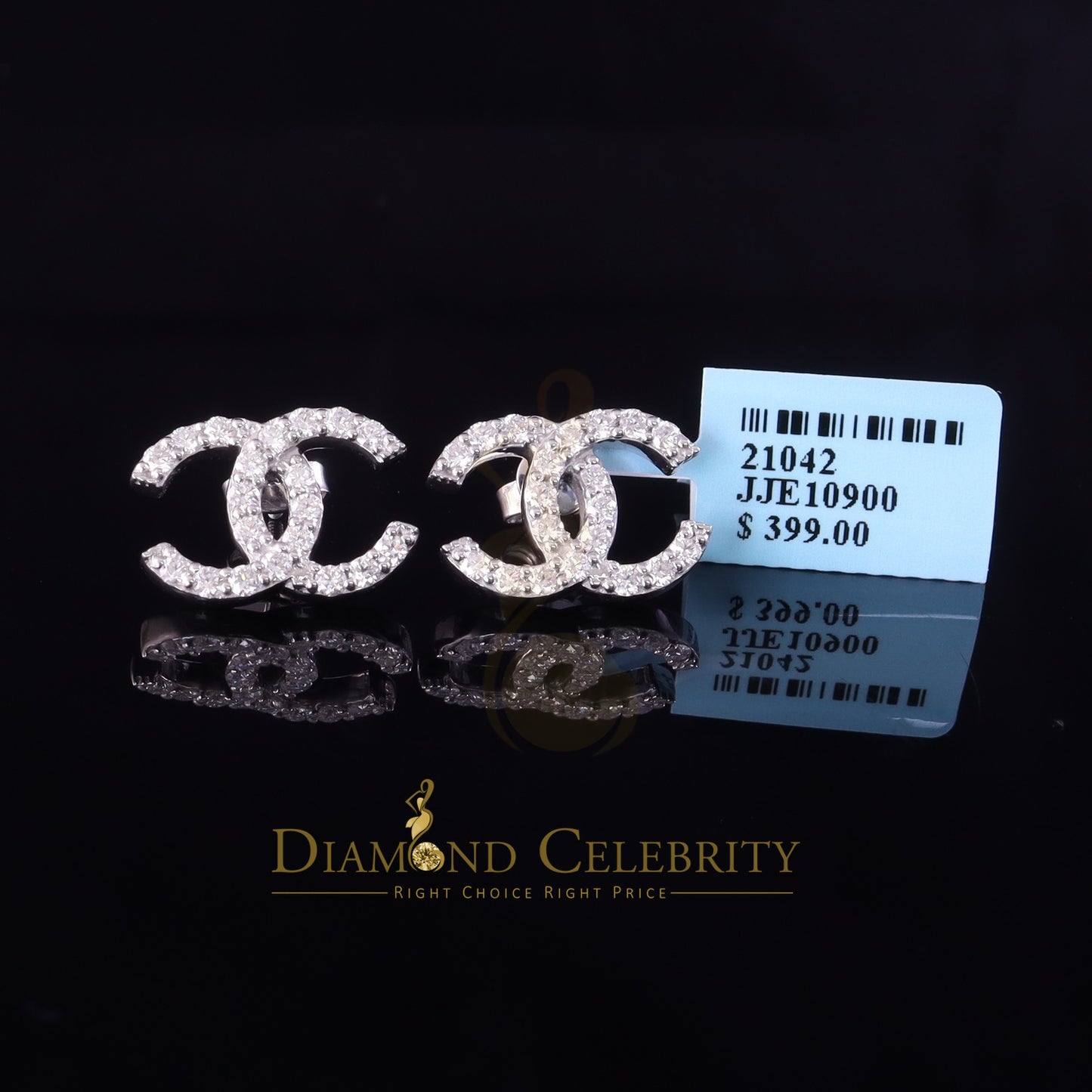 Diamondcelebritees 1.25ct VVS 'D' Moissanite Mens/Womens 925 Silver White Stud Earrings
