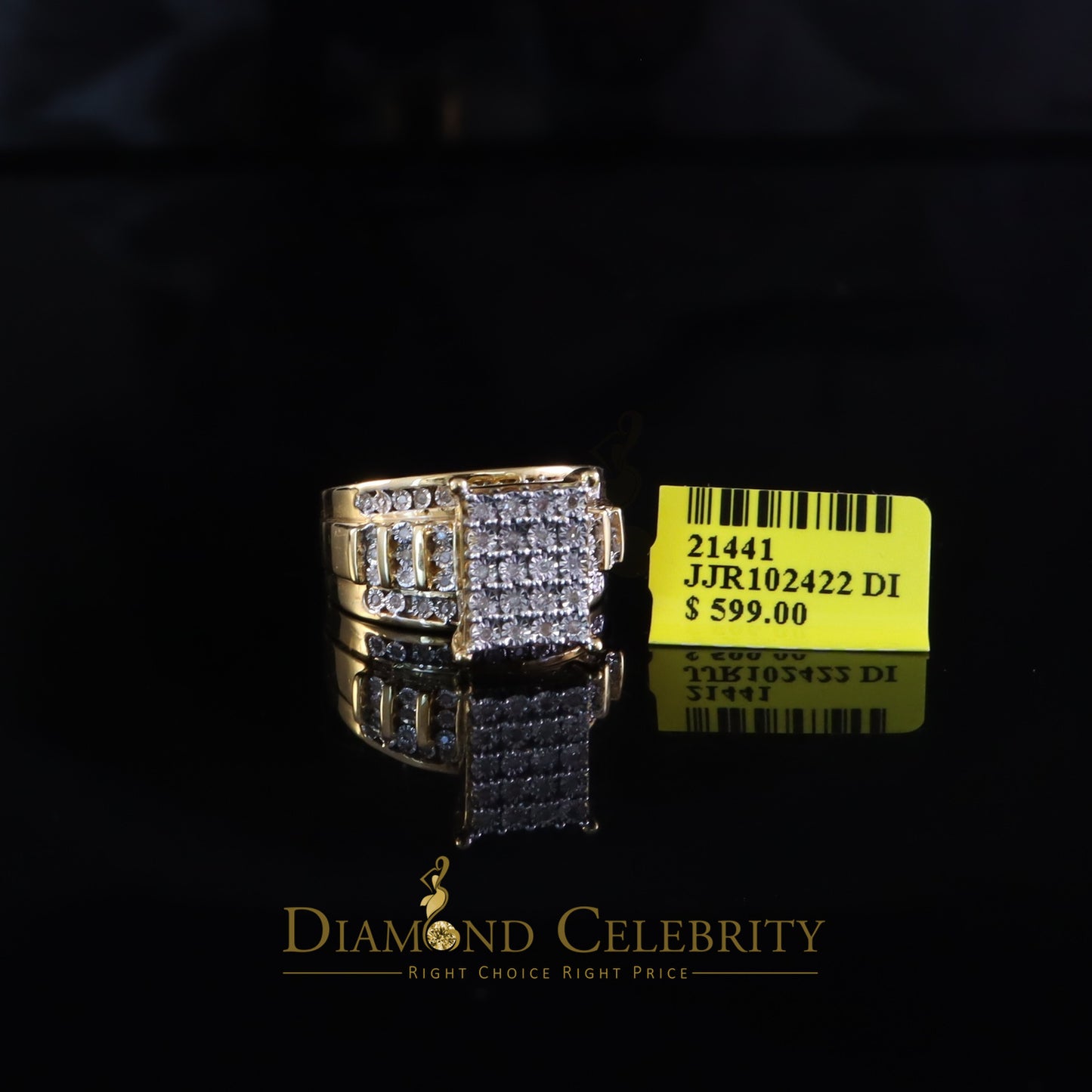 DiamondCelebritees Mirage 0.2ct Diamond Real Cinderella Rectangle 925Silver Yellow Womens Ring Sz 7