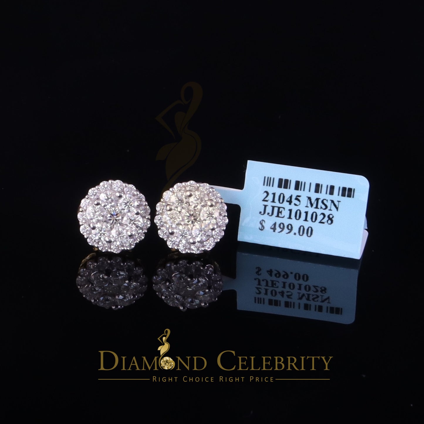 DiamondCelebritees Men's/Womens 925 Silver Yellow 2.00ct VVS 'D' Moissanite Round Stud Earrings