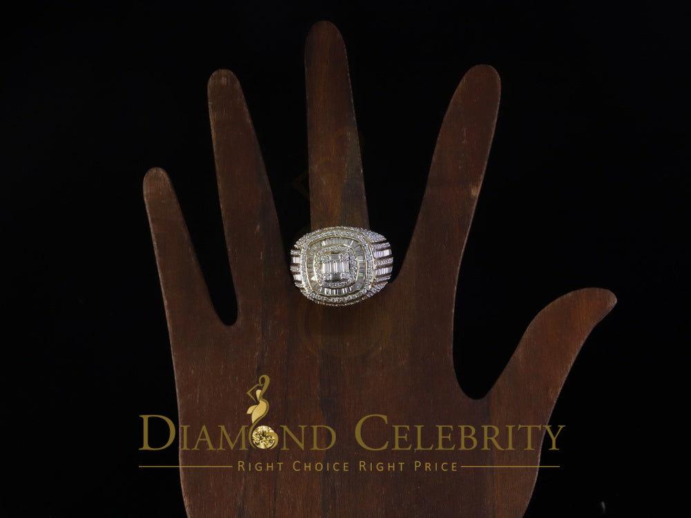 DiamondCelebritees Men's 925 Sterling Silver 5.50ct VVS 'D' Moissanite Yellow Round Rings Size 10