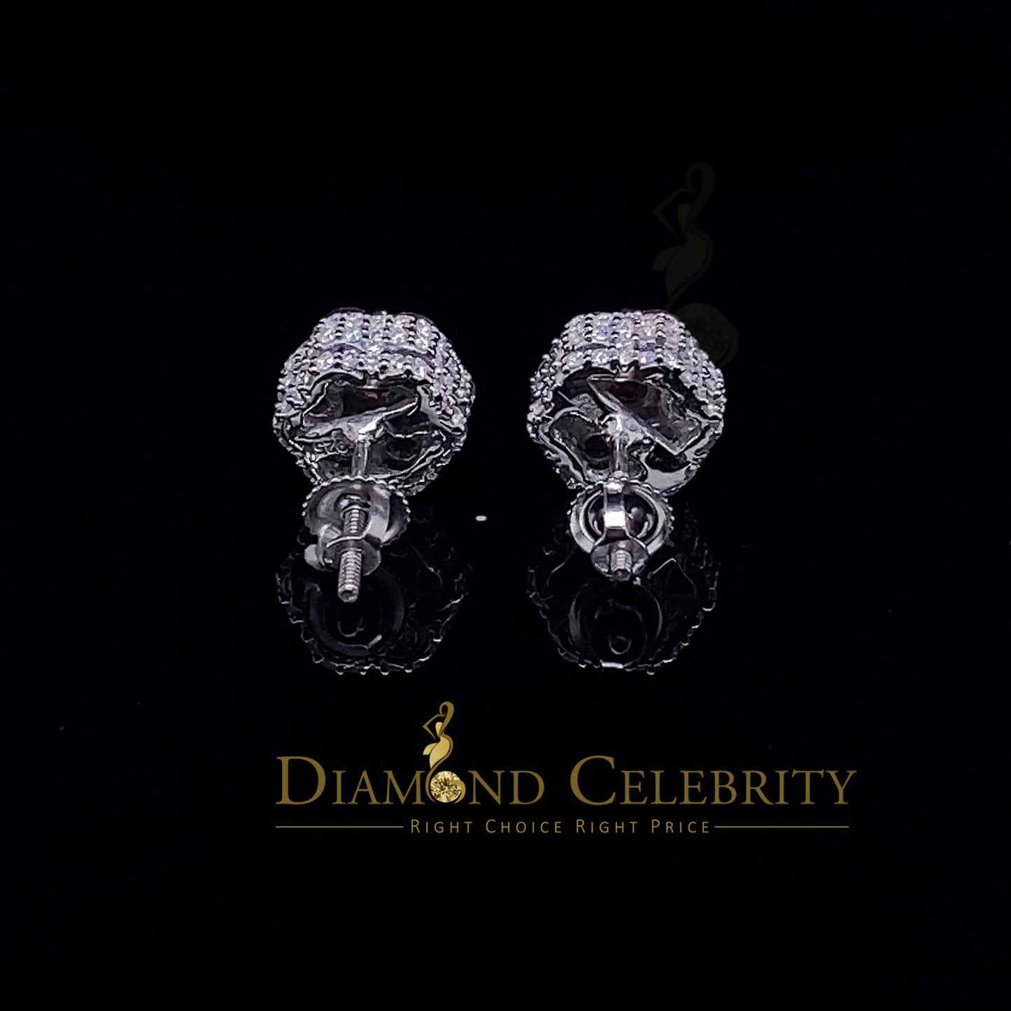 Diamondcelebritees 1.66CT VVS 'D' Pink Moissanite Men's/Women 925 White Silver Floral Stud Earrings