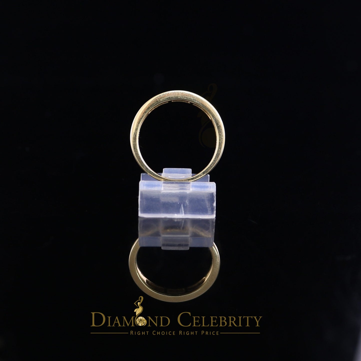 DiamondCelebritees Real 14 kt Yellow Gold with 0.25CT Real Diamond BUGGET BAND Shape Ring Size 6.5