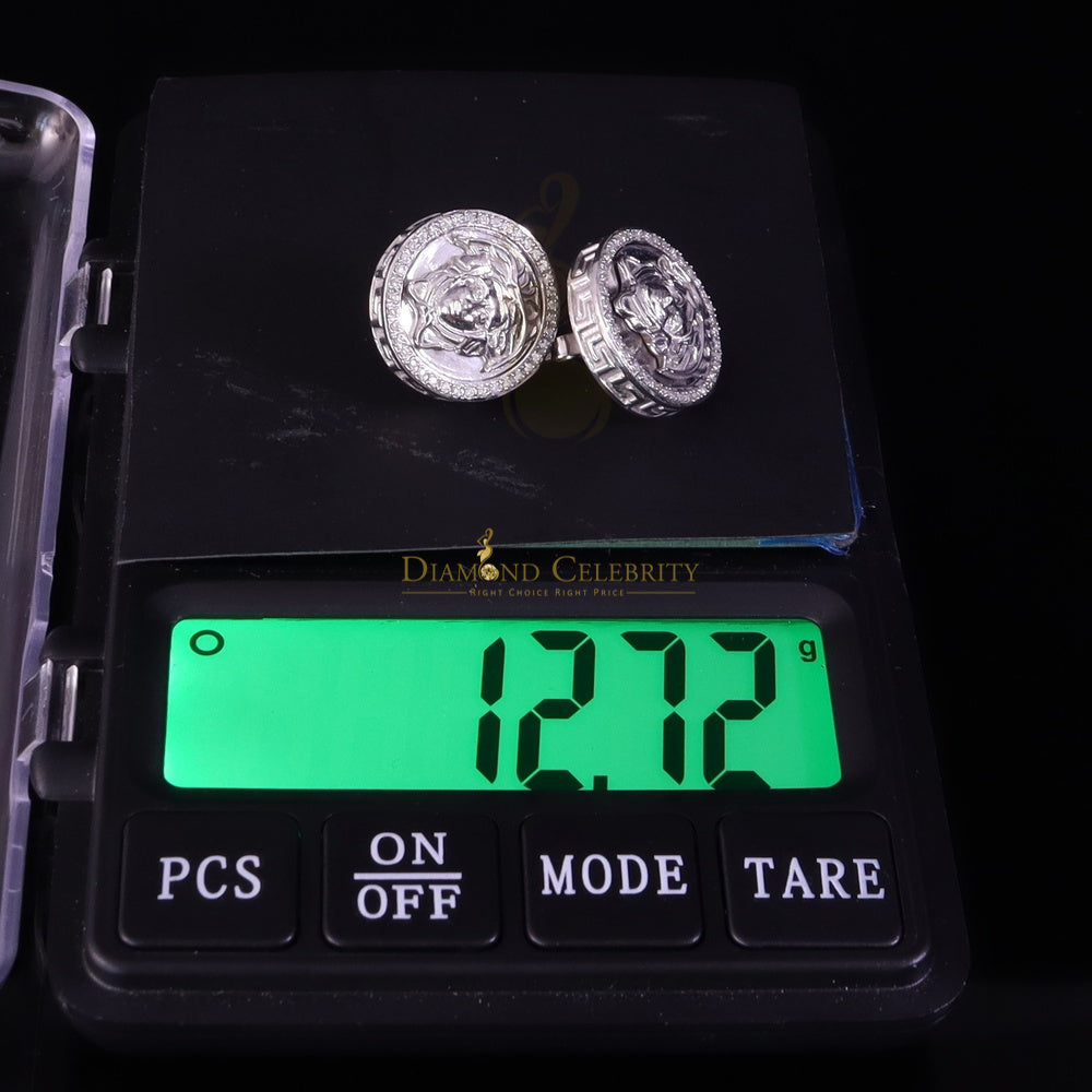 Diamondcelebritees Men's/Women's 925 Silver White 0.50 ct VVS 'D' Moissanite Medusa Stud Earrings