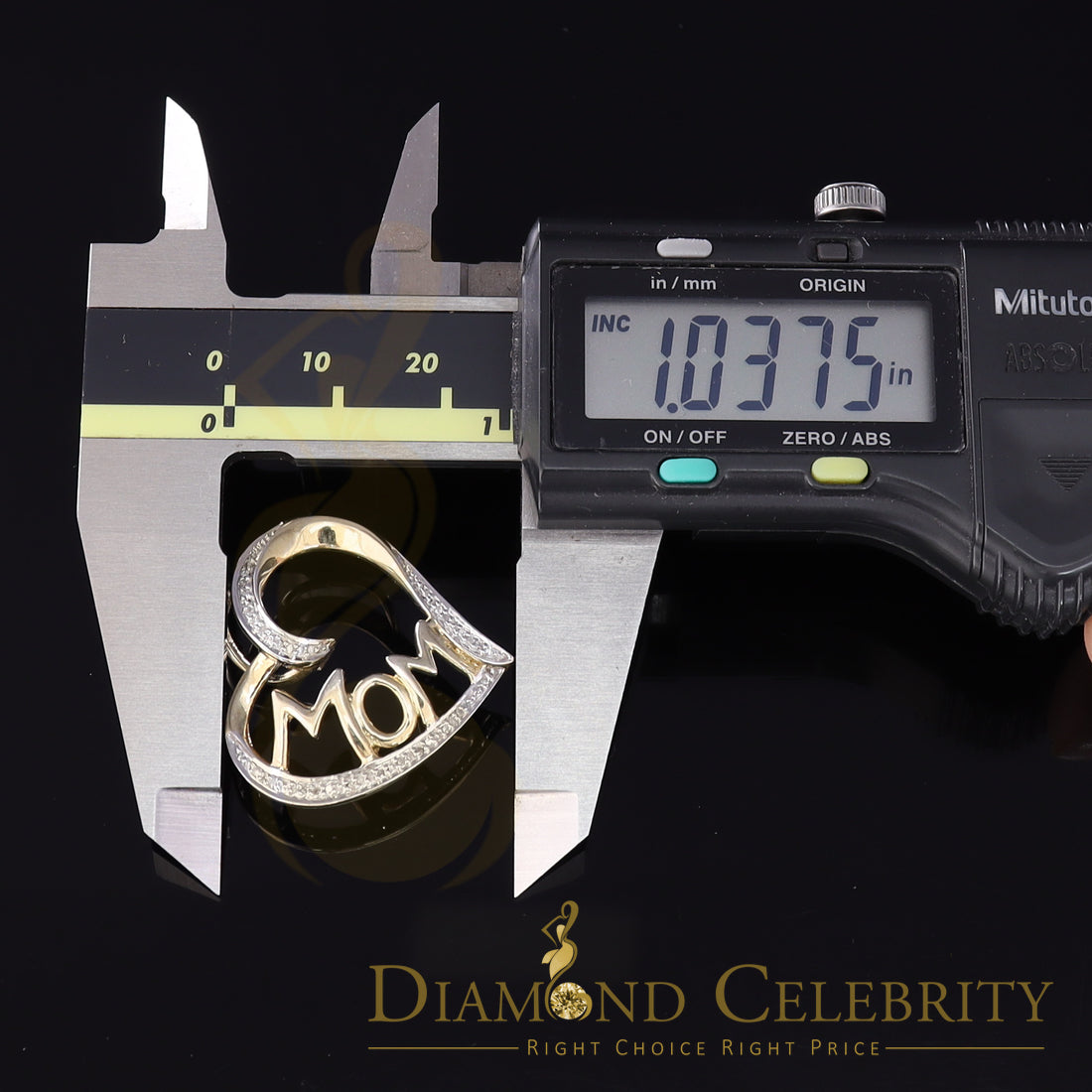 DiamondCelebritees Real 0.10ct Diamond 925 Sterling Silver MOM'S HEART Yellow Attractive Pendant