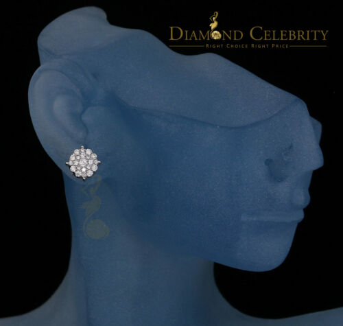DiamondCelebritees 925 Sterling White Silver 1.22ct Cubic Zirconia Round Women's Stud Earrings
