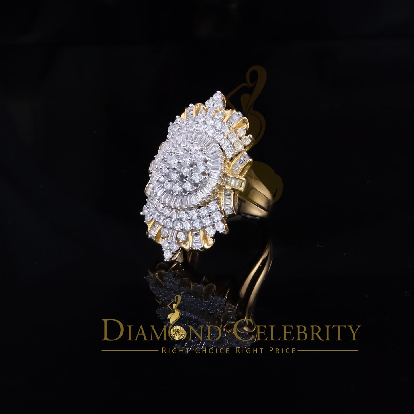 DiamondCelebritees 11.00ct Cubic Zirconia 925 Sterling Silver Yellow Cocktail Womens Ring Size 9