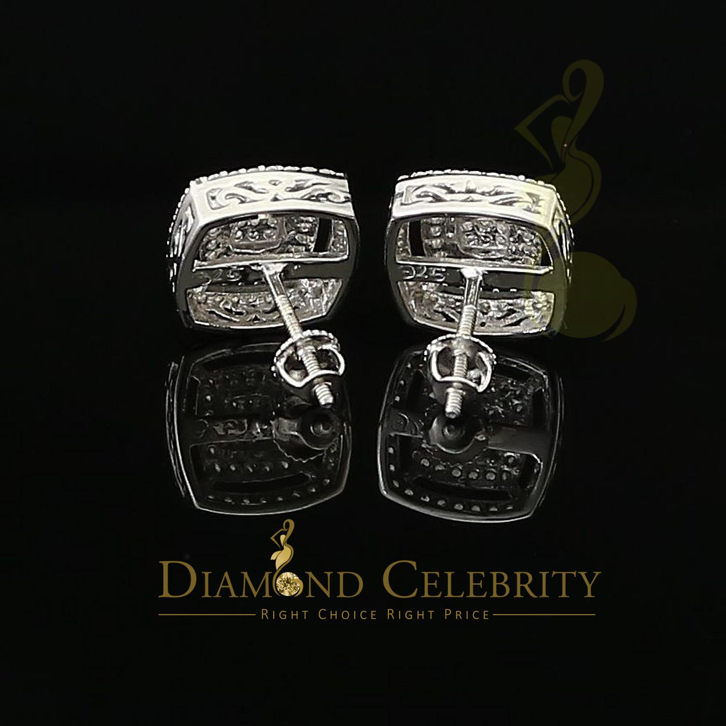 DiamondCelebritees White 925 Silver 1.22ct Cubic Zirconia Women's & Men's Hip Hop Square Earrings