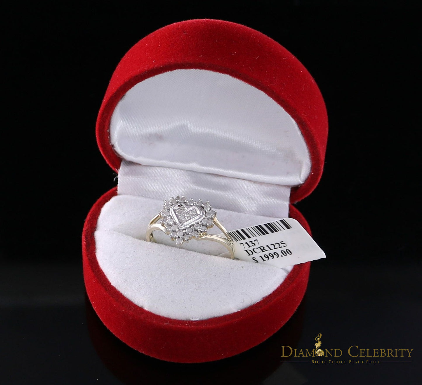 DiamondCelebritees Yellow Real 10 KTGold with 0.33 CT Real Diamond Heart Shape Womens Ring SZ 6.5