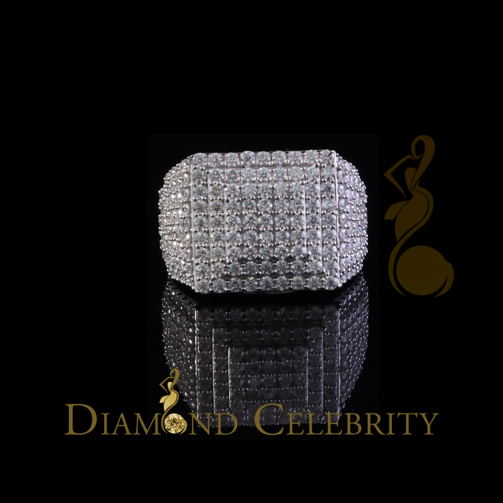 DiamondCelebritees 925 White Sterling Silver 5.00ct VVS 'D' Moissanite Square Rings SZ 10 for Men's