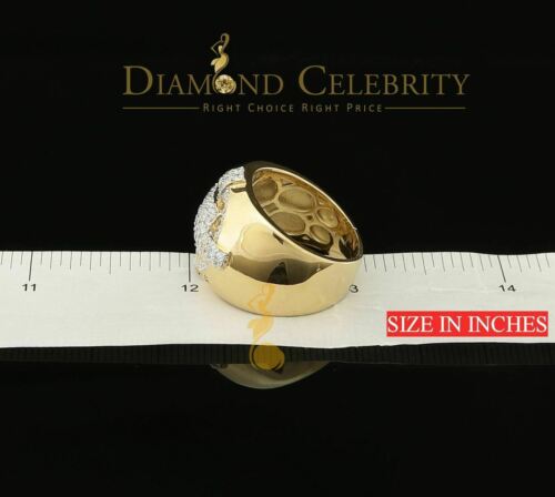 DiamondCelebritees Yellow Silver Square 1.70ct Cubic Zirconia Men Adjustable Ring From SZ 9 to 11