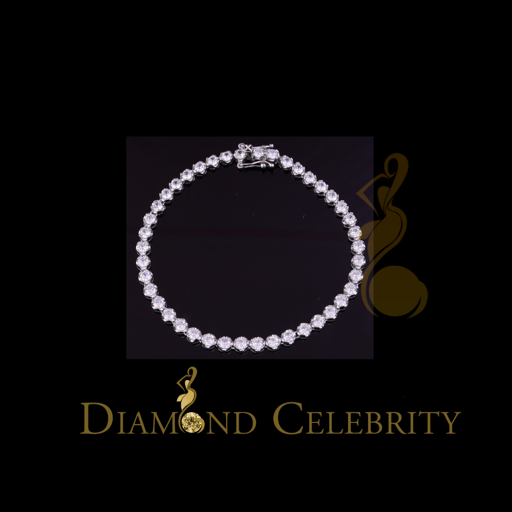 Diamondcelebritees Tennis Bracelet Cubic Zirconia Wdth 8mm Length sz 9inch Sterling Silver He /She