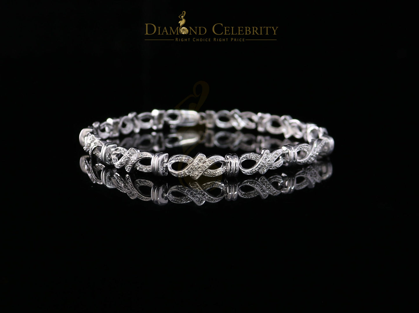 Diamondcelebritees 925 Sterling Silver White Bracelete Size 7 Inch with 0.22CT Genuine Diamonds