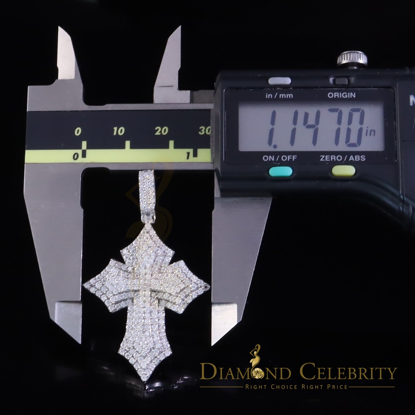 Diamondcelebritees Charm CROSS Pendant 2.50ct VVS D Moissanite White Sterling Silver Men's & Women