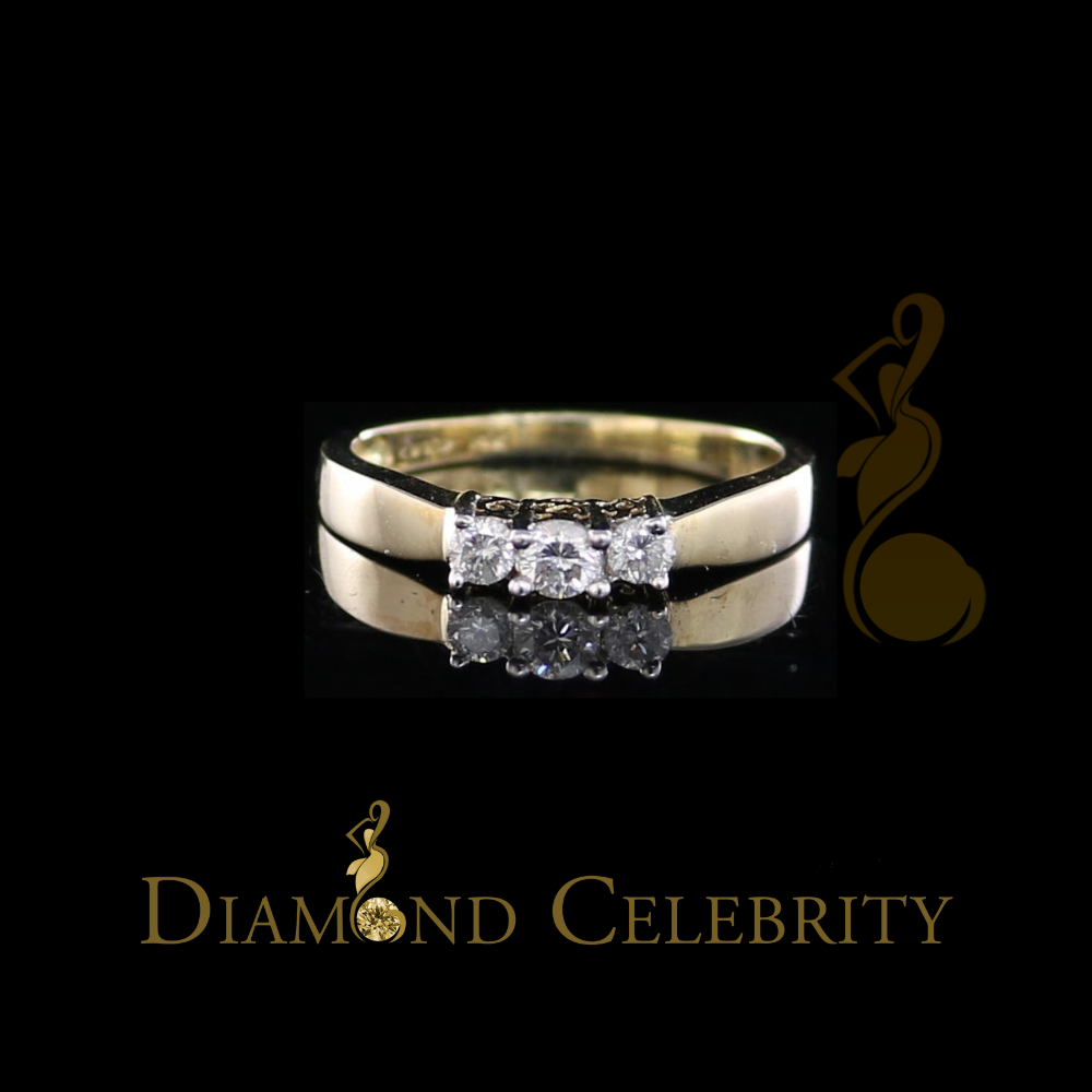 DiamondCelebritees Real 14kt Yellow Gold with 0.25CT Real Diamond Past Present Future Ring Size 7