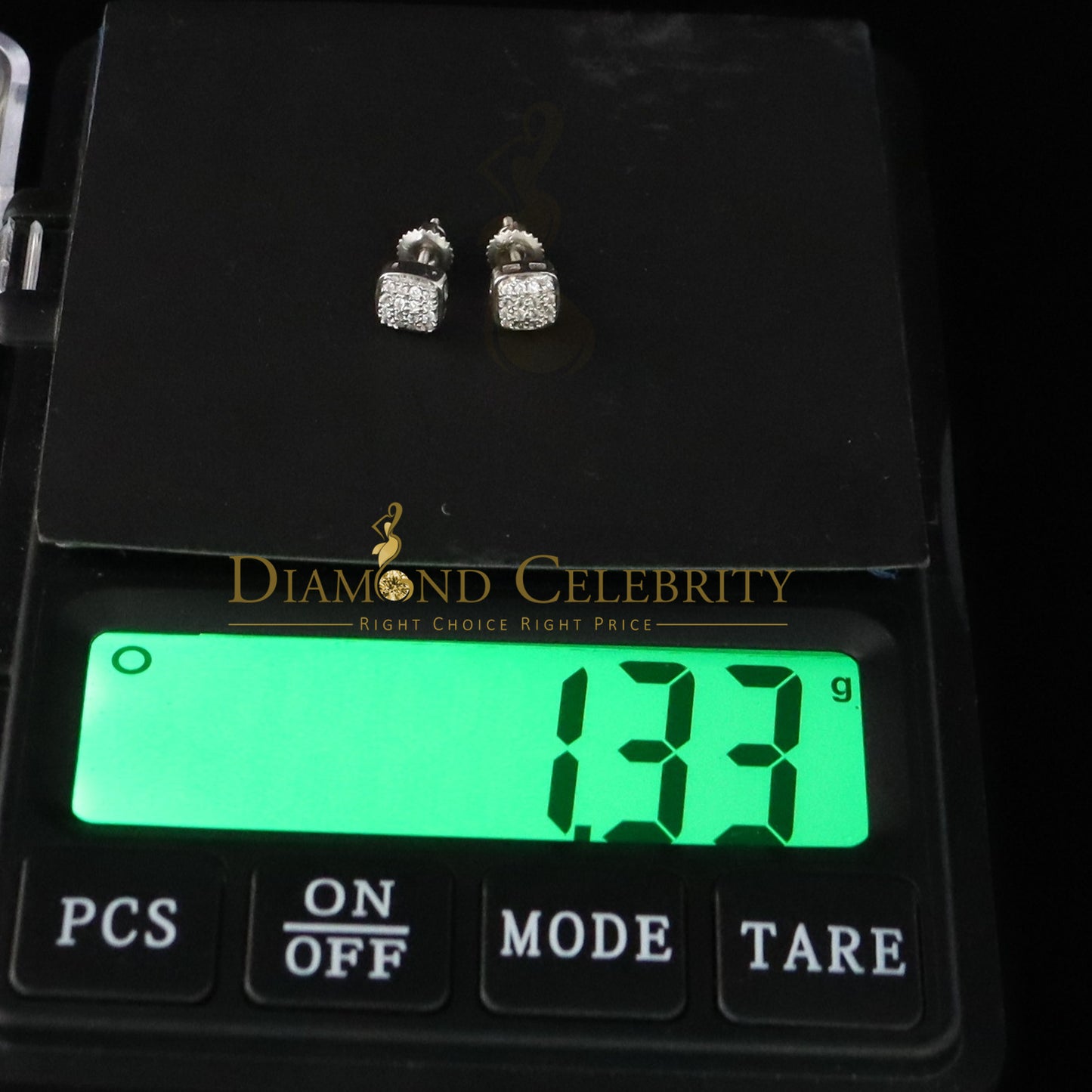 DiamondCelebritees Hip Hop 2.04ct Cubic Zirconia White 925 Silver Screw Back Square Women Earrings