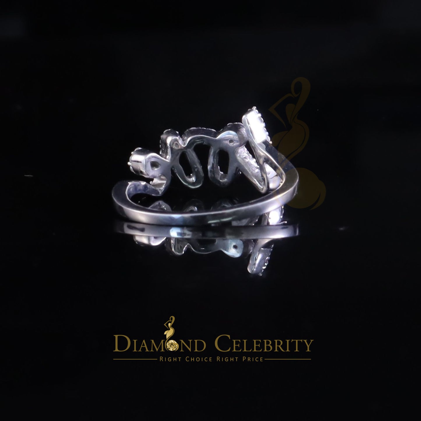 DiamondCelebritees 'Love' Rings SZ 7 for Women White 925 Sterling Silver 0.33ct VVS 'D' Moissanite