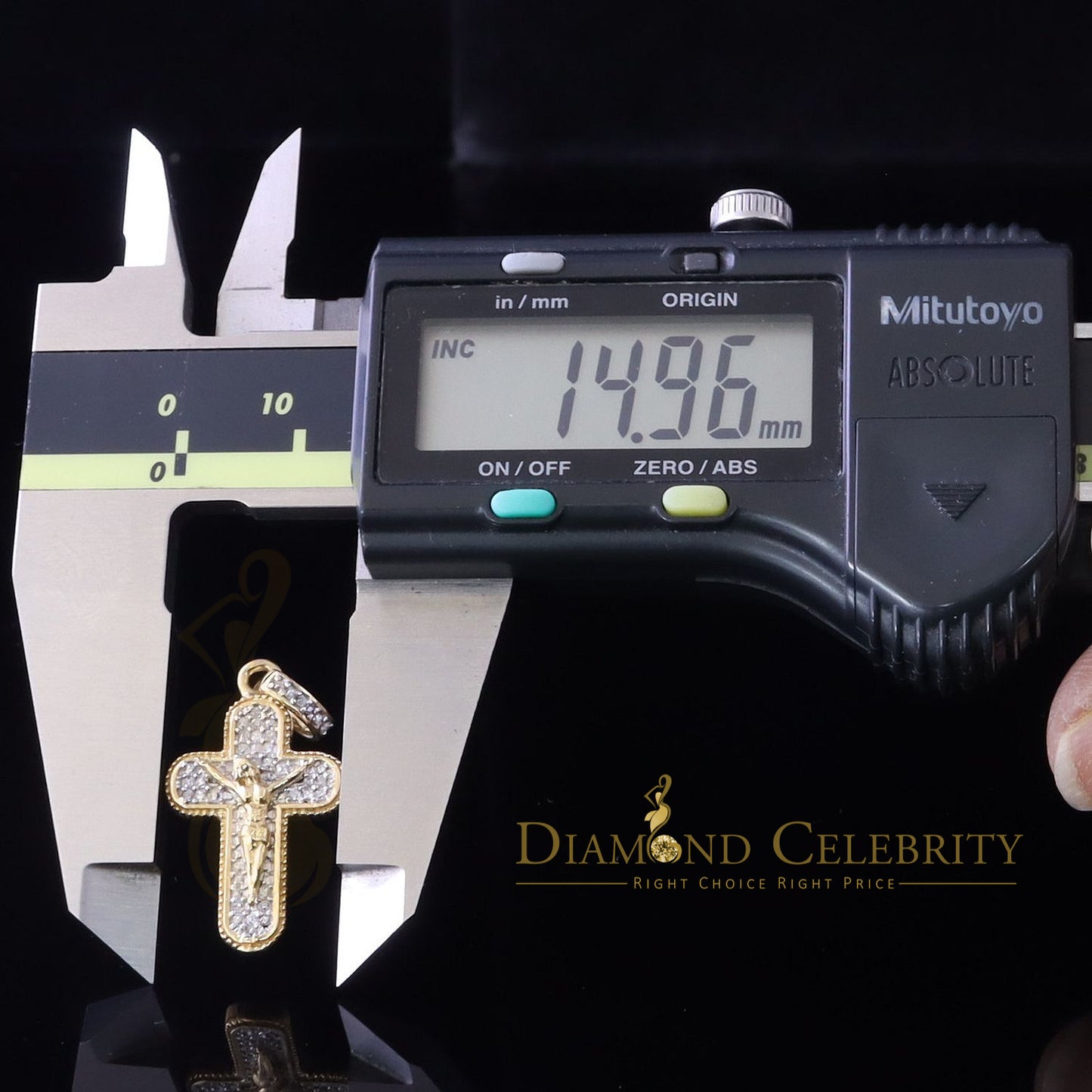 DiamondCelebritees Real 0.25ct Diamond Sterling Silver Yellow Cross Pendant