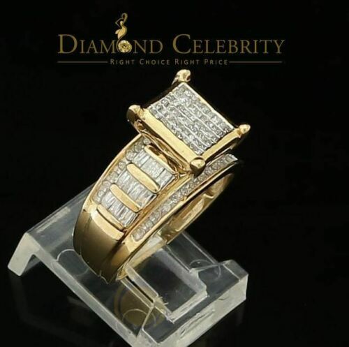 DiamondCelebritees Real Diamond 0.75ct Engagement Silver WomensYellow Rings Size 6.50 Square Shape