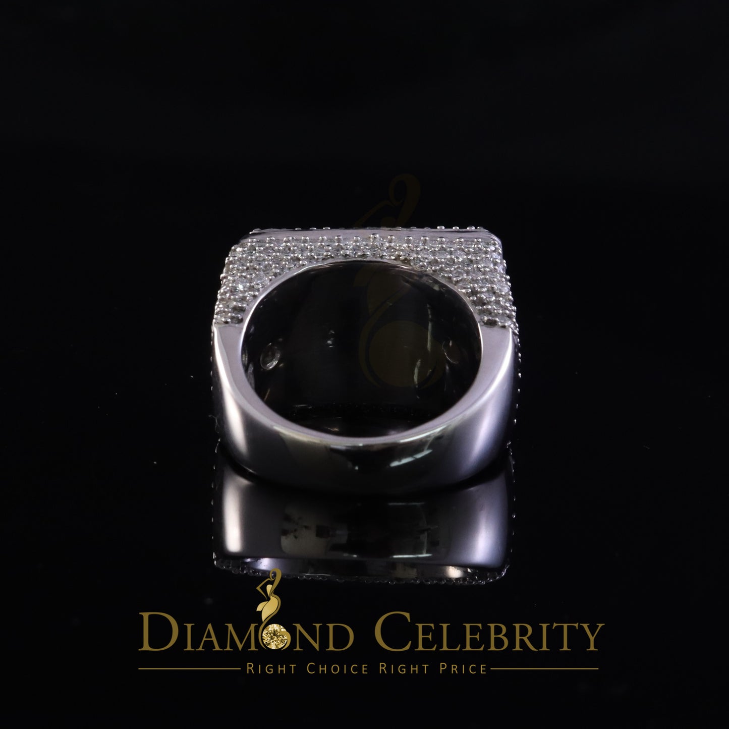 DiamondCelebritees Rectangle Rings Size 10 for Men's 925 White Silver 6.50ct VVS 'D' Moissanite