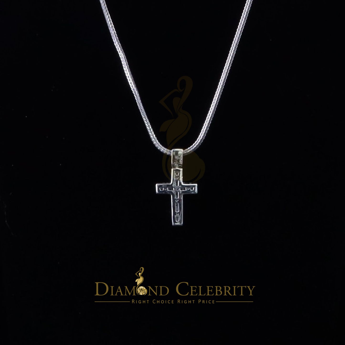 DiamondCelebritees Real 0.33ct Diamond 925 Sterling Silver CROSS White Charm Necklace Pendant